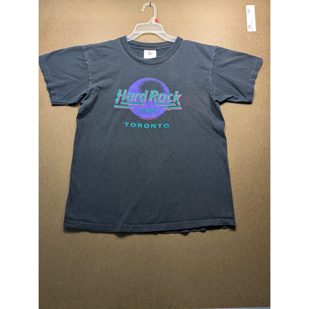 Vintage 1989 Hard Rock Cafe Toronto T-Shirt Single Stitch Black Medium Canada